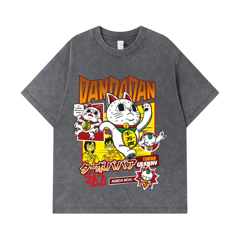 275 GSM Washed T-shirts 100% Cotton Dandadan V31 Turbo Granny Print Unisex Heavy Cotton T Shirt