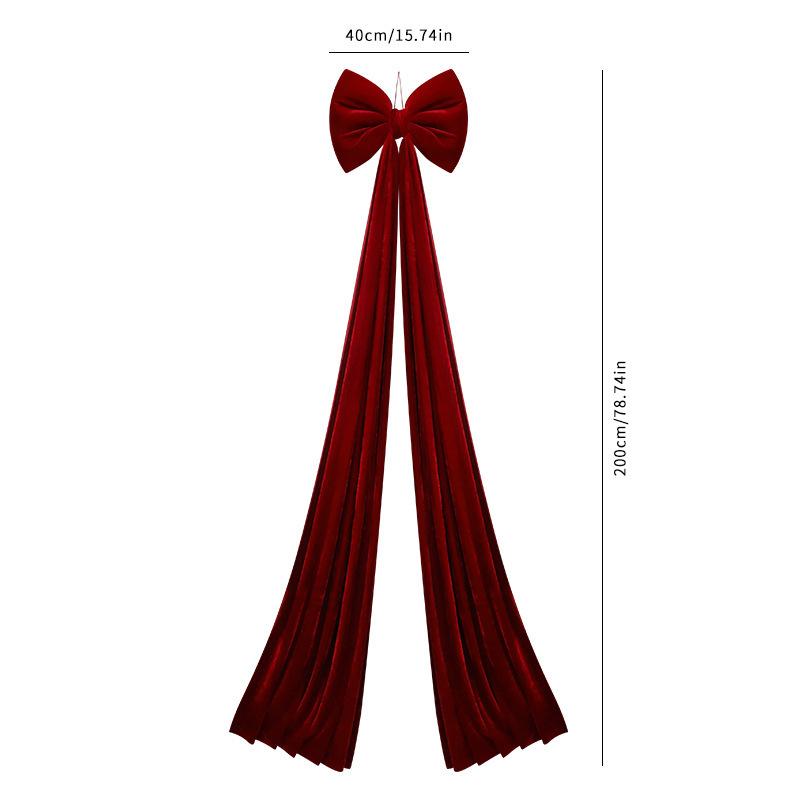 Christmas Decorative Super Large Bow 40*200cm Velvet Bows Knot Xmas Tree Decor Pendant Front Doors Outdoor Activities Party DIY