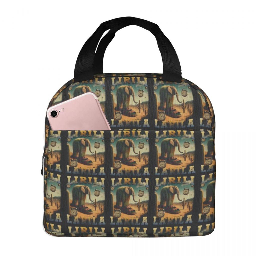 Lirili Larila Funny Italian Brainrot Meme Insulated Lunch Bag for Women Children Portable Food Boxes Thermal Lunch Box Tote