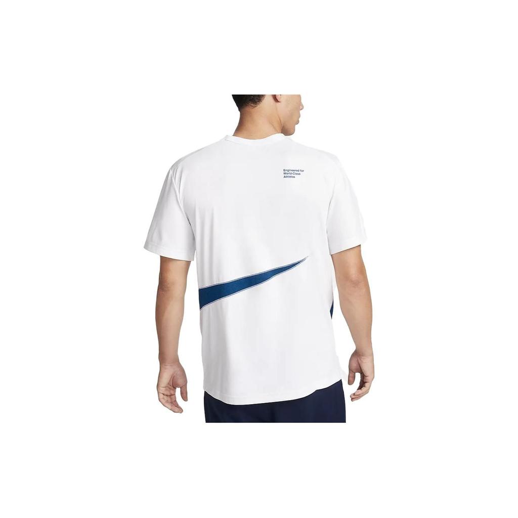 Nike Dri-Fit UV Hyverse Logo Print Crew Neck Short Sleeve T-Shirt, American Retro, Regular Shoulder Men Tops White FB8580-121