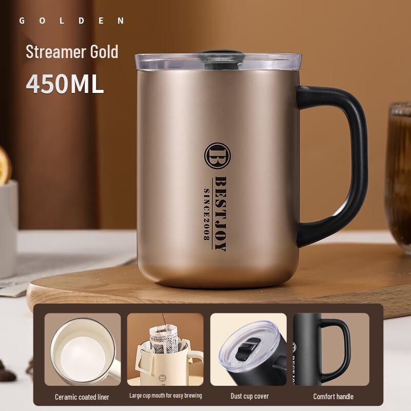 BESTJOY Enameled Mug with Sliding Lid