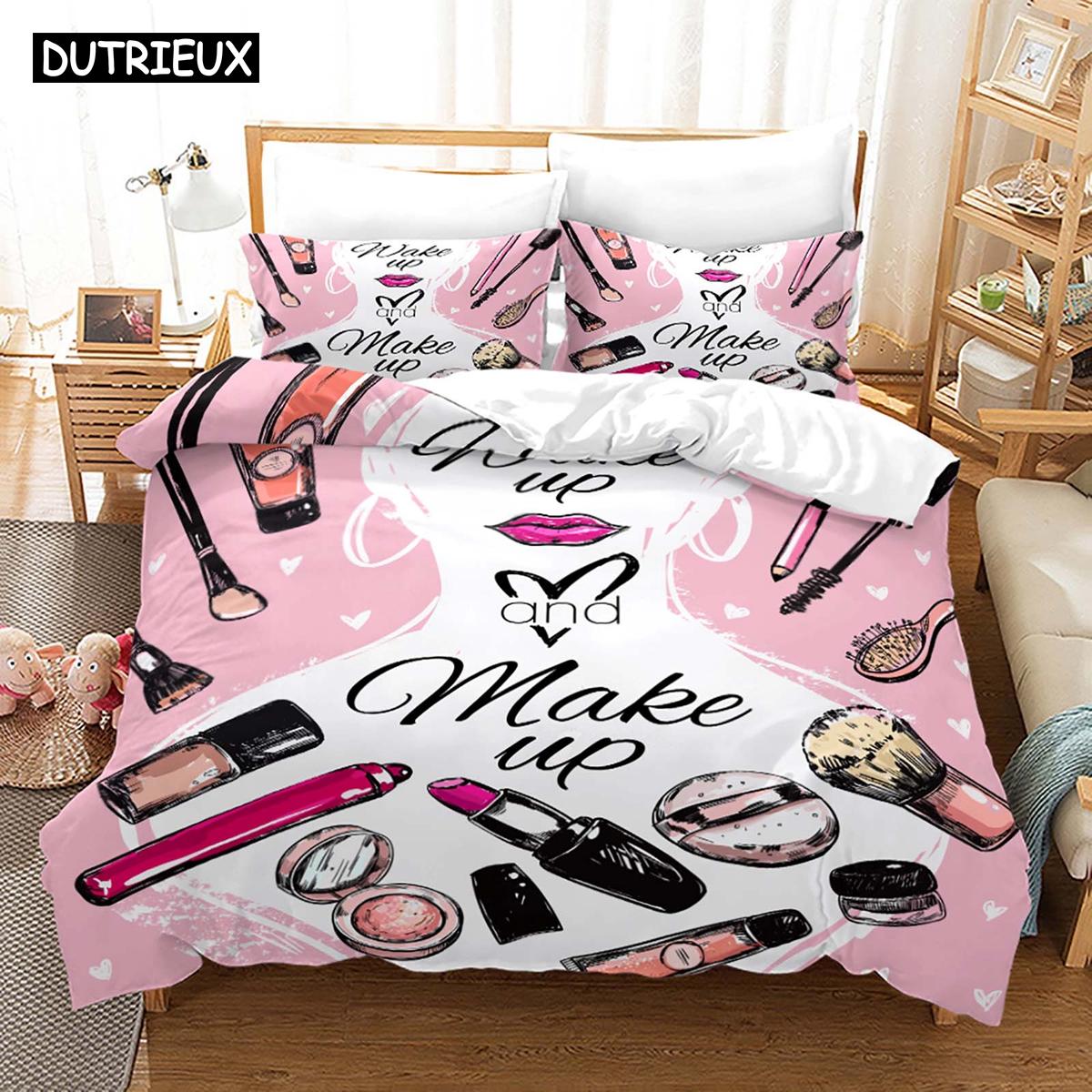 Jmg Household Supplies Unisex Pink Nordic Cosmetic Fashion Girl Perfume Bedding Set Luxury Duvet Cover 200X200 Bed Linen Bedclothes No Sheet