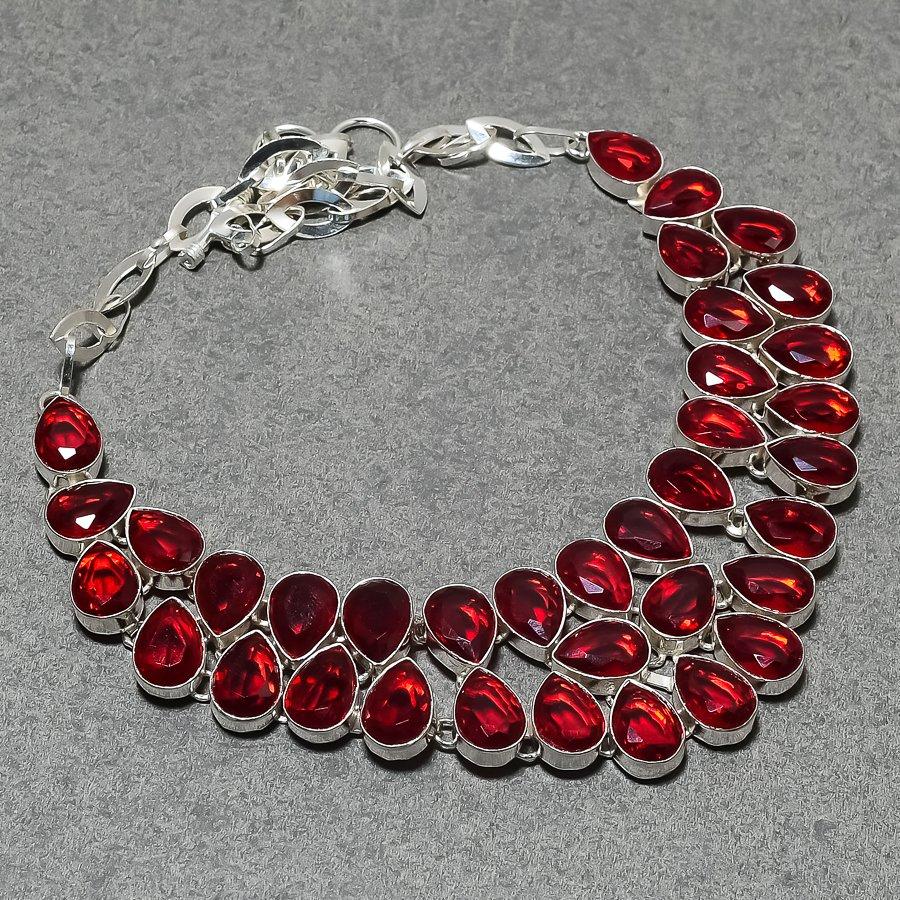 Mozambique Garnet Pear Shape Gemstone Jewelry Set Gift Necklace Bracelet Earring