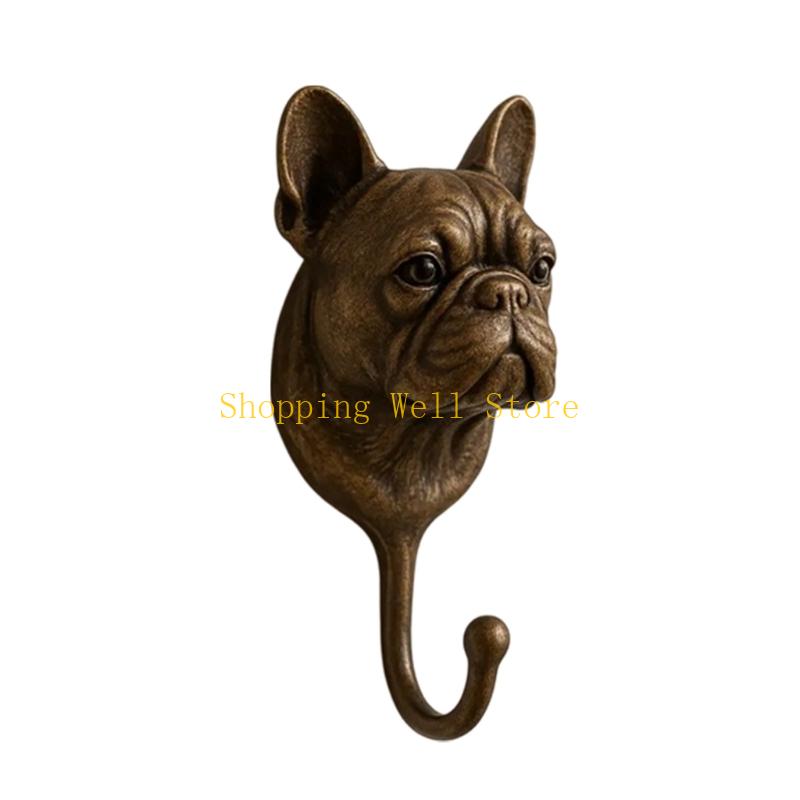 KX4B Художественный настенный крючок с изображением винтажного бульдога Элегантная бронзовая отделка Для любой комнаты Декоративное и организационное использование