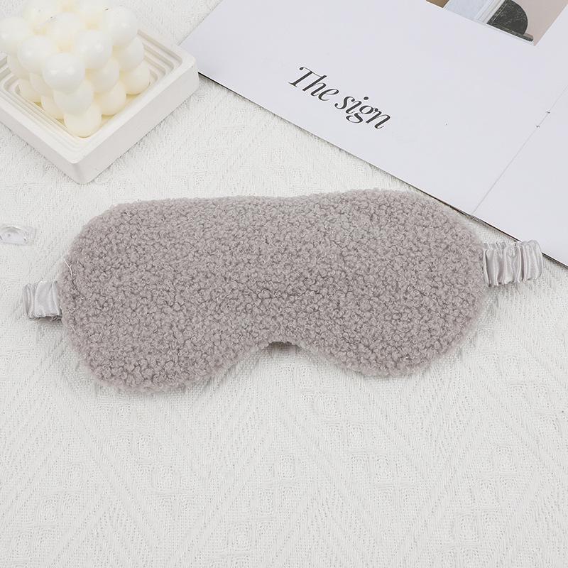 Plush Eye Mask with Elastic Band, Ear-Friendly, Lamb Wool, Solid Color, High-Style Silk Imitation for Napping.
