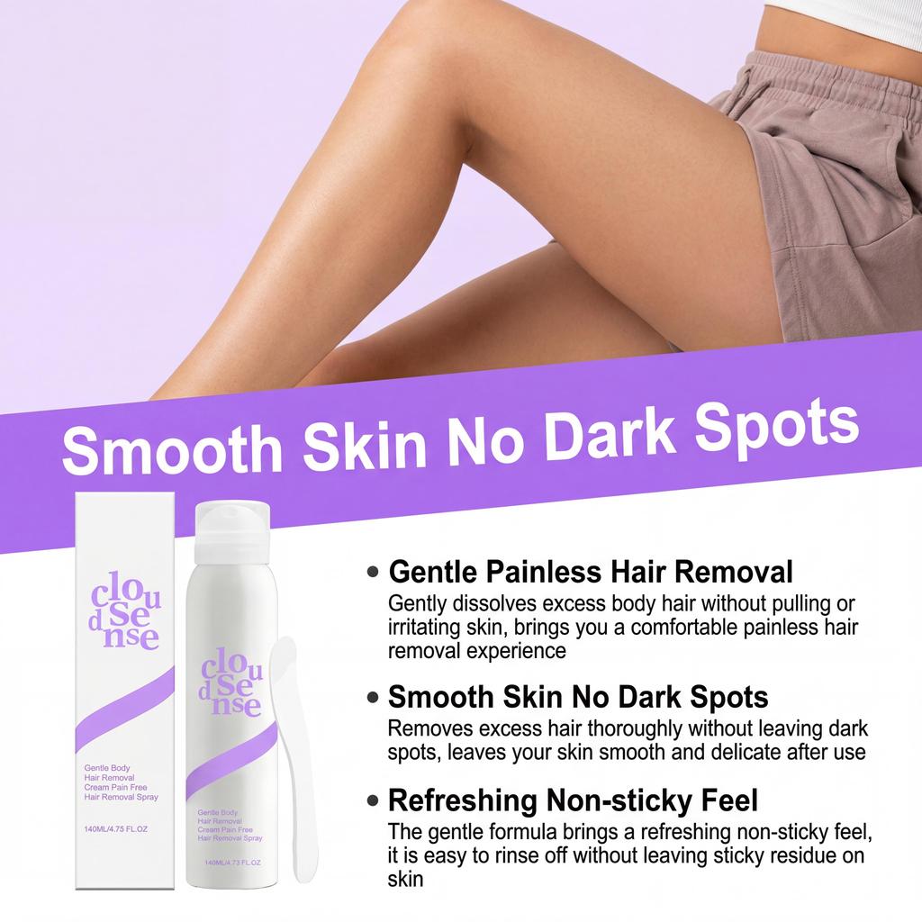 AMZ Spray Delicato per la Depilazione per Donne e Uomini Corpo Gamba Braccio Ascella Formula Delicata Facile da Usare Portatile 140ml