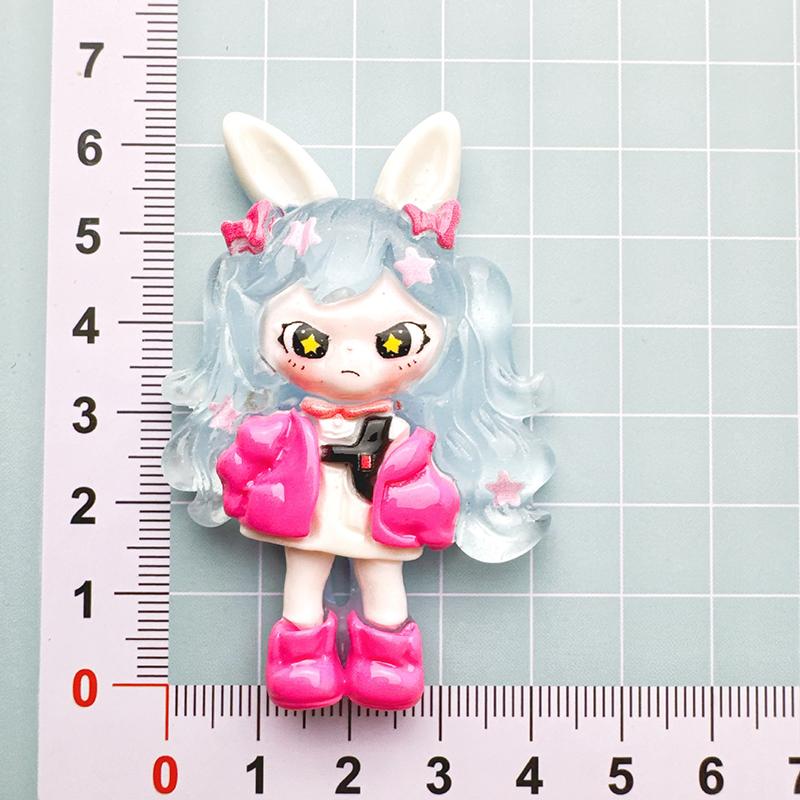 

1Pcs Noctilucent Dora Rabbit Ears Girl Series Handmade Resin Accessories Cartoon Cream Gum Headrope Decoration Diy Ornament