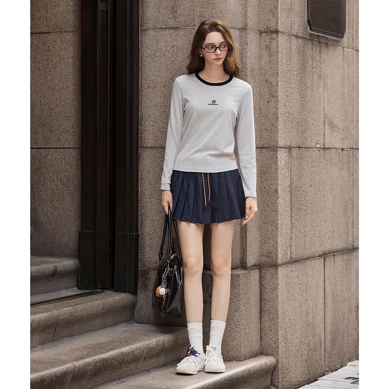 TonLion Women s Autumn 2025 Round Neck Contrast Long Sleeve T-Shirt M