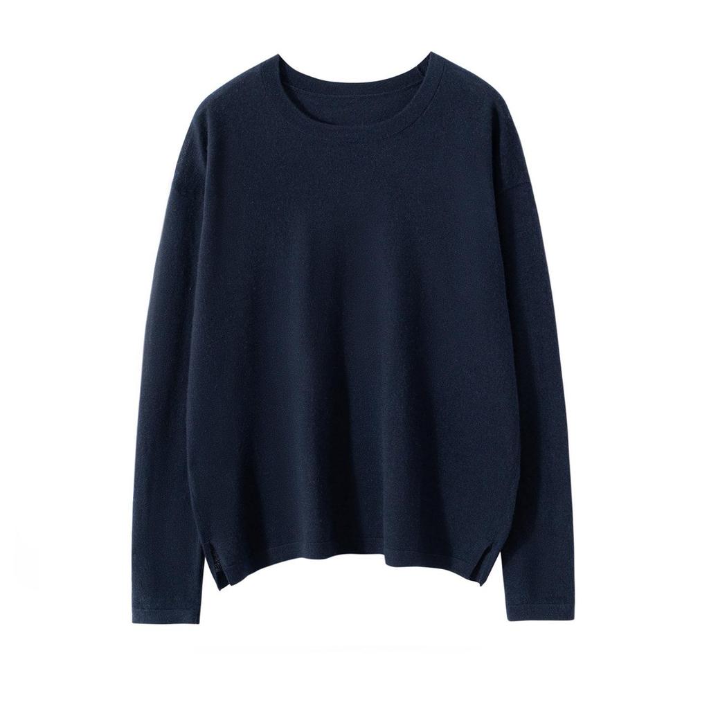 Women's Cashmere Round Neck Pullover Sweater - Autumn/Winter Long Sleeve, Loose Fit Knitwear
