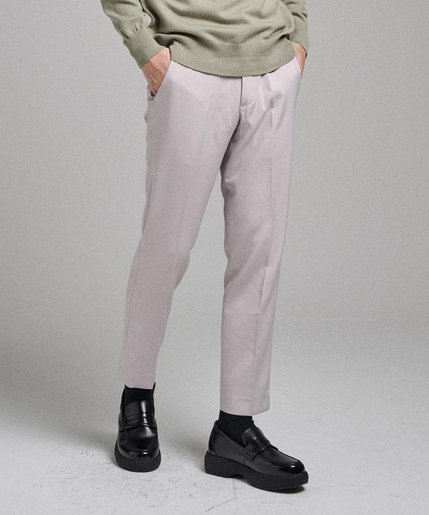 ANALOG MOOD Semi-Wide Hidden Banding Slacks (Gray)