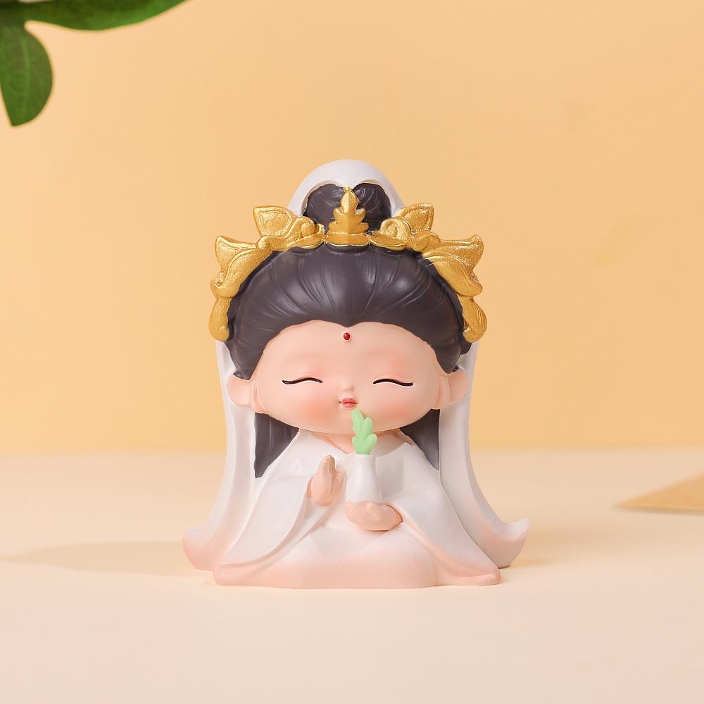 Buddhist Blessing Resin Figurine With Lotus Base For Home Decor And Giftgiving
