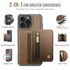 For iPhone 16 Pro Case JEEHOOD J12 Magnetic  Detachable Zipper Wallet Kickstand Leather Back Cover Compatible with MagSafe