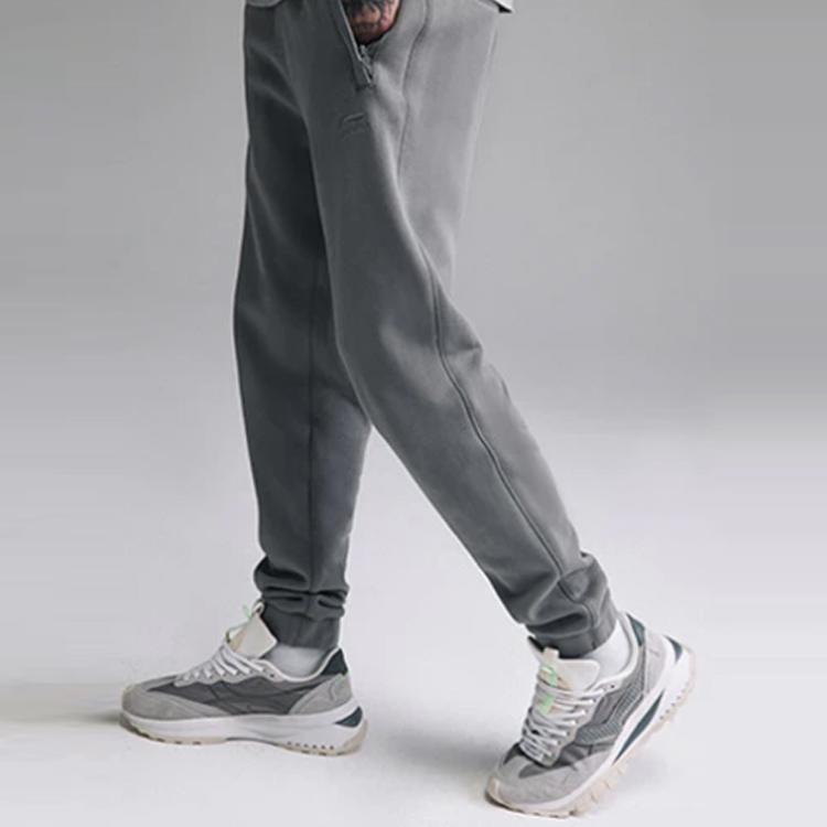 Li Ning Sports Trend Series Knitted Casual Tapered Sweatpants Men Bottoms Nine-Degrees-Gray AKLR869-6