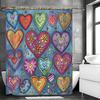 Cartoon Love Decorative Pattern Shower Curtain, Bathroom Decorative Shower Curtain, Waterproof Shower Curtain with Hooks
