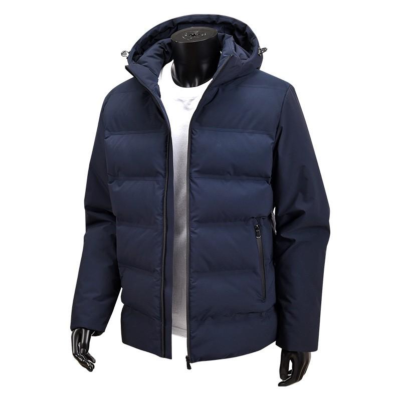 Mens Winter Cotton Jacket Loose Fit Solid Color Warm Coat Business Casual