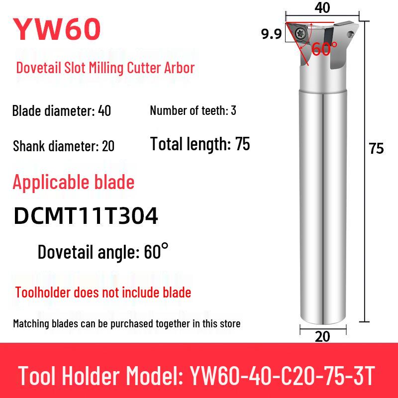 45°-75° CNC V-Shaped Dovetail Groove Milling Cutter with Inner Hole