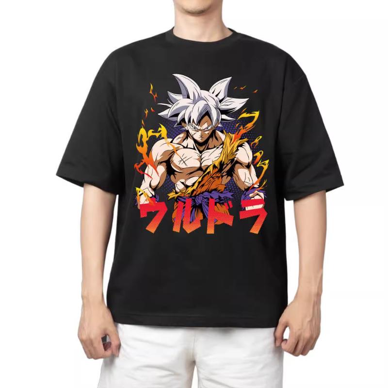 T-Shirt für Herren Dragon Ball Muster Gedruckt Sommer Retro Ausschnitt Locker Große Größe Vielseitig Kurzärmliges T-Shirt Kleidung Oberteil