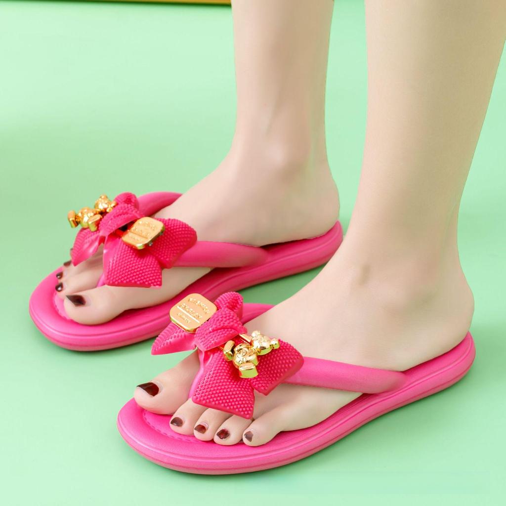 Zapatillas Eva con suela gruesa y tacto afelpado, chanclas populares de oso mariposa.