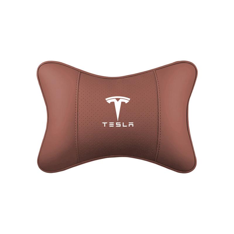 Car Leather Seat Headrest Neck Pillow Head Cushioning Accessories For Tesla Model 3 Model S Model X Model Y Cybertruck Roadster