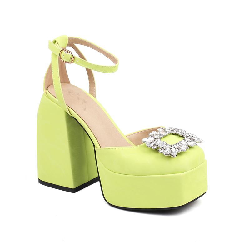 

Большие размеры квадратный носок супер высокий толстый каблук стразы наклейка полые сексуальные женские сандалии атласная ткань ремешком на щиколотке сандалии на платформе 37 жёлтый
