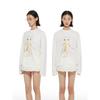 Thelight White Crystal Cat Print Long Sleeves T-Shirt Female 2024 Early Autumn New Arrival Artistic Cute Smock Top