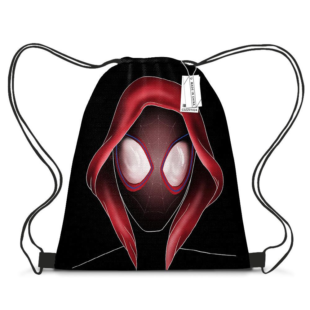 Bundle Pocket Casual Bag Spider-Man Shoulder Cartoon Student Print Drawstring Backpack Storage Bag