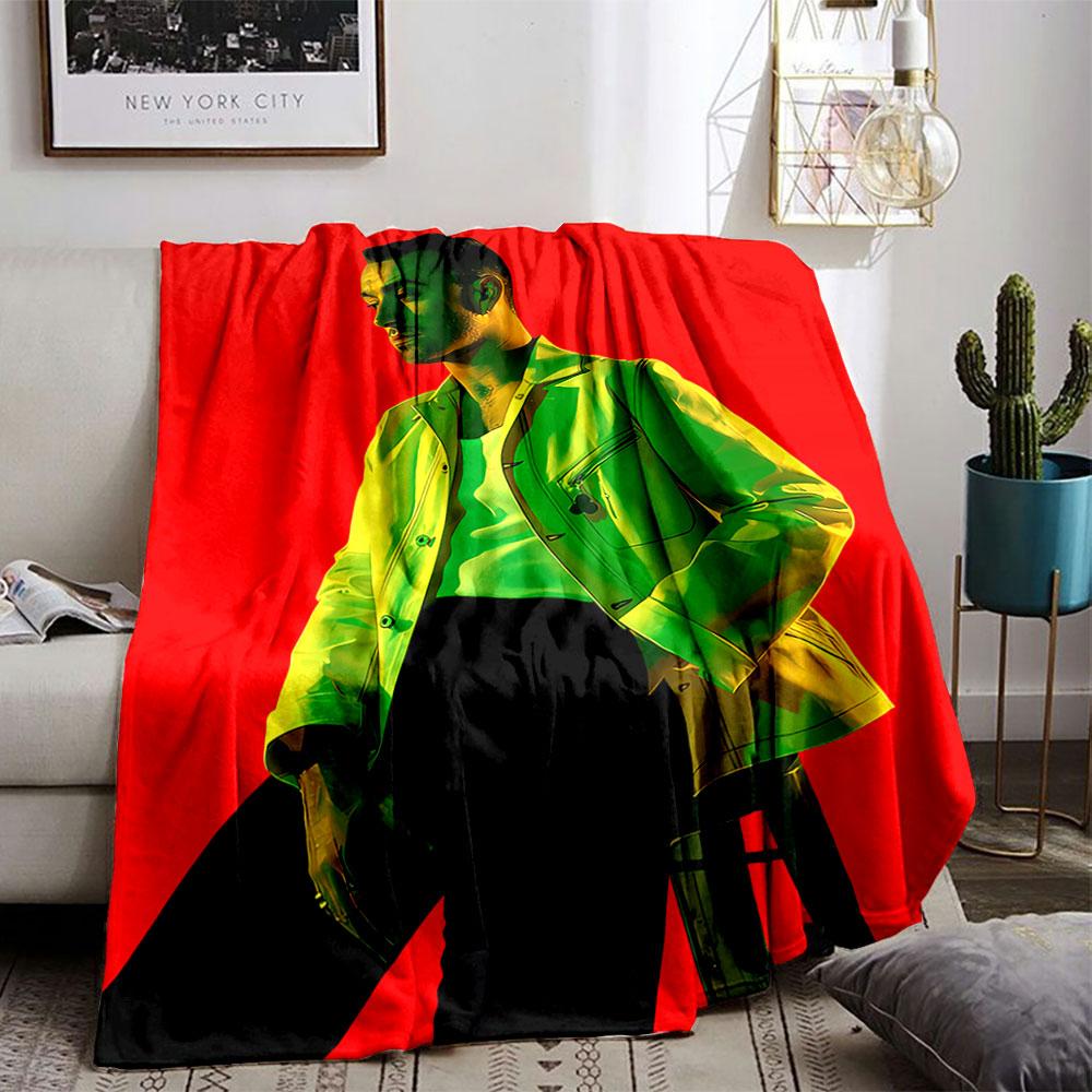 Stylish Man On Red Background for All Seasons Blanket Lunch Break Throw Gift