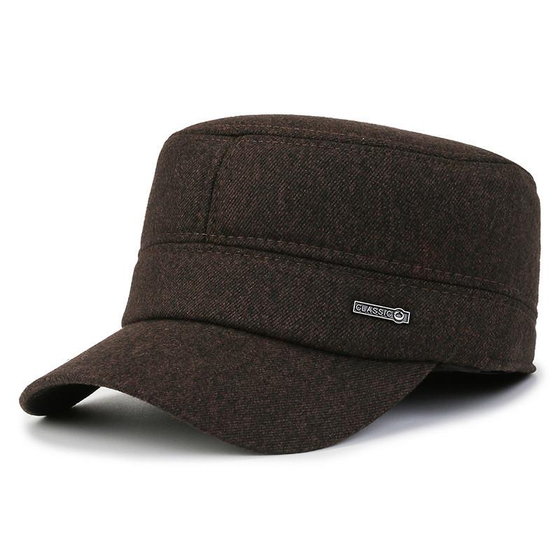 Men Letters Classic Warm Flat Cap Winter Ear Protection Thickened Travel Outdoor
