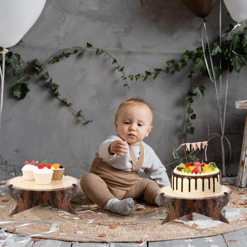 PWood Like Aper Cake Stand For Country Wedding And Birthday Party Decors Forest Style Table Decoration Cupcake Display