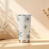 Car Tumbler 591ml Neutral Floral Element Straw Cup 20oz Car Straw Cup Insulated Travel Cup Leakproof Tumbler Stainless Steel Tumbler