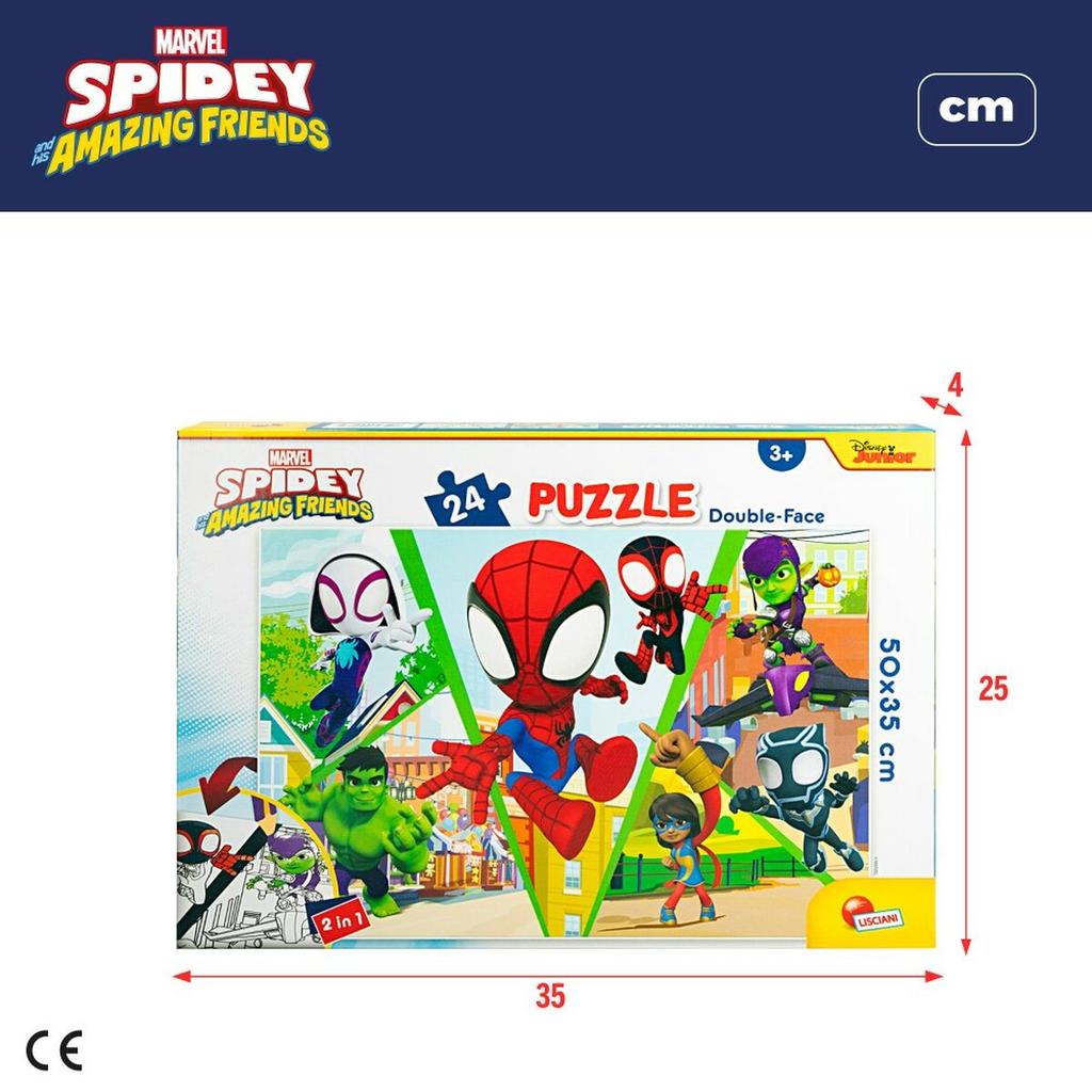 Child's Puzzle Spidey Double-sided 50 X 35 Cm 24 Pieces (12 Units)