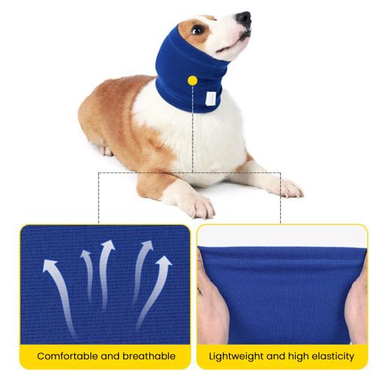 Yousheng Dog Calming Hoodie Pet Ears Protector Pet Anxiety Relief Ear Wrap Stretchy Knitted Neck Wrap Cancels Noise for Grooming Bathing Force