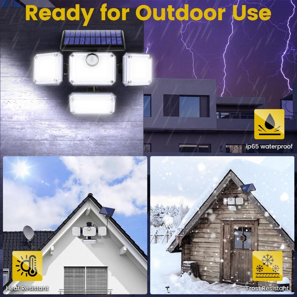 333 LEDS Dış Mekan Güneş Işıkları Hareket Sensörü Güçlü Led Lamba Spot Güneş Işığı Enerji Dış Bahçe Duvar Dekoru Için Su Geçirmez