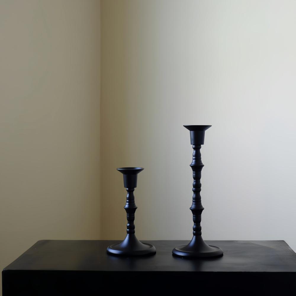 Black Wrought Iron Retro Candlestick Ornament for Christmas, Halloween, Weddings