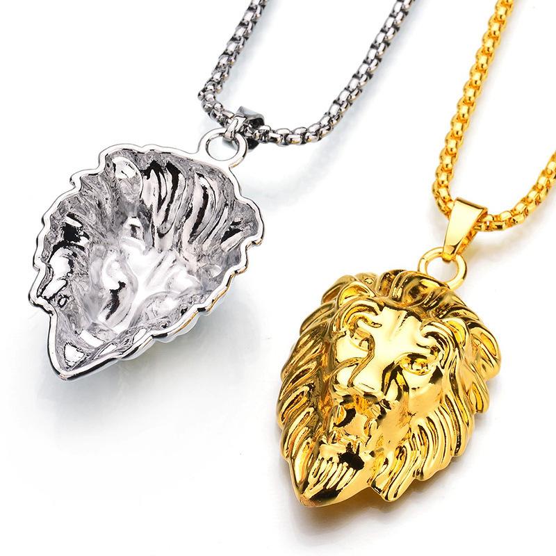 Retro Style Personality Lion Head Pendant Necklace Men And Women Rock Punk Stainless Steel Chain
