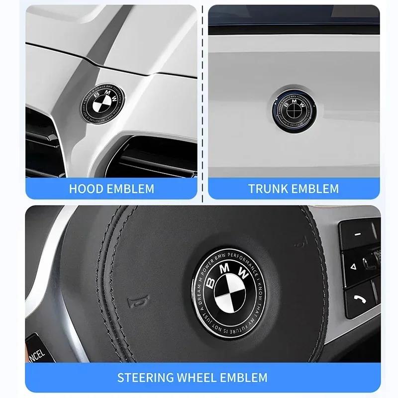 1 buc Negru complet 45mm 74mm 82mm Embleme portbagaj spate Emblema capotă față portbagaj Volan pentru BMW M E46 E53 E90 E84 E93 F20 X3 X5 X6