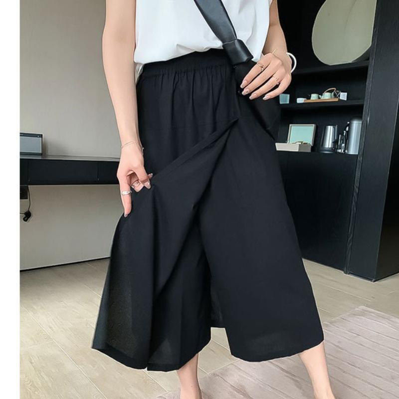 

Весенне-летние тонкие брюки большого размера с высокой талией, свободные, повседневные, для полных девушек, стройнящие, широкие, рабочие брюки, юбка XXL