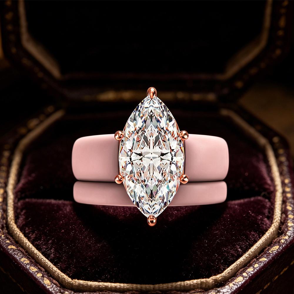 Simple pink silicone stackable ring set rose gold CZ diamond ring suitable for beach vacation casual wear