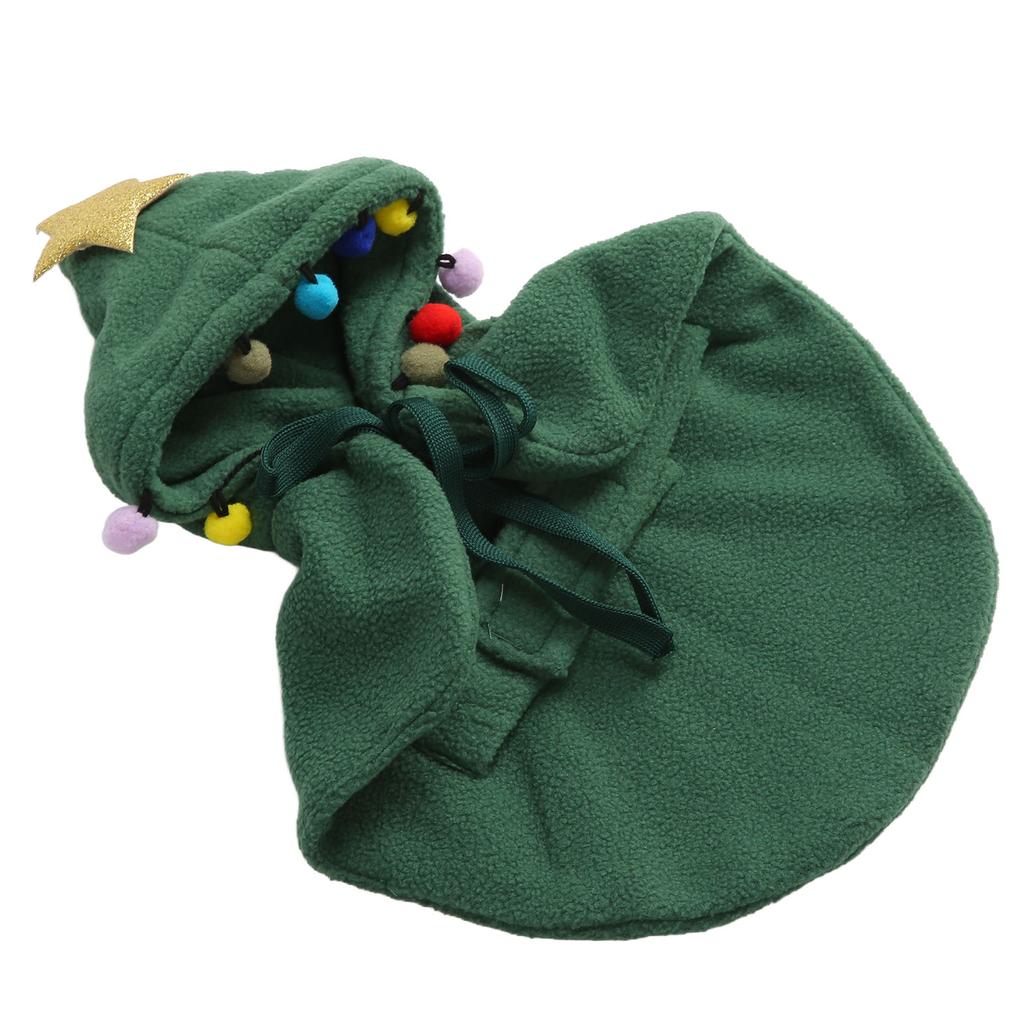 Cat Christmas Cape Warm Puppy Xmas Cloak with Star and Pompoms for Small Medium Pets