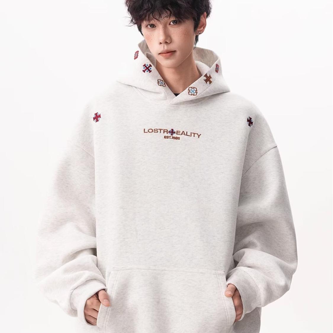 

Men s Ethnic Style Embroidered Hoodie - Trendy, Loose Fit, High Street Casual Jacket for Autumn/Winter XL