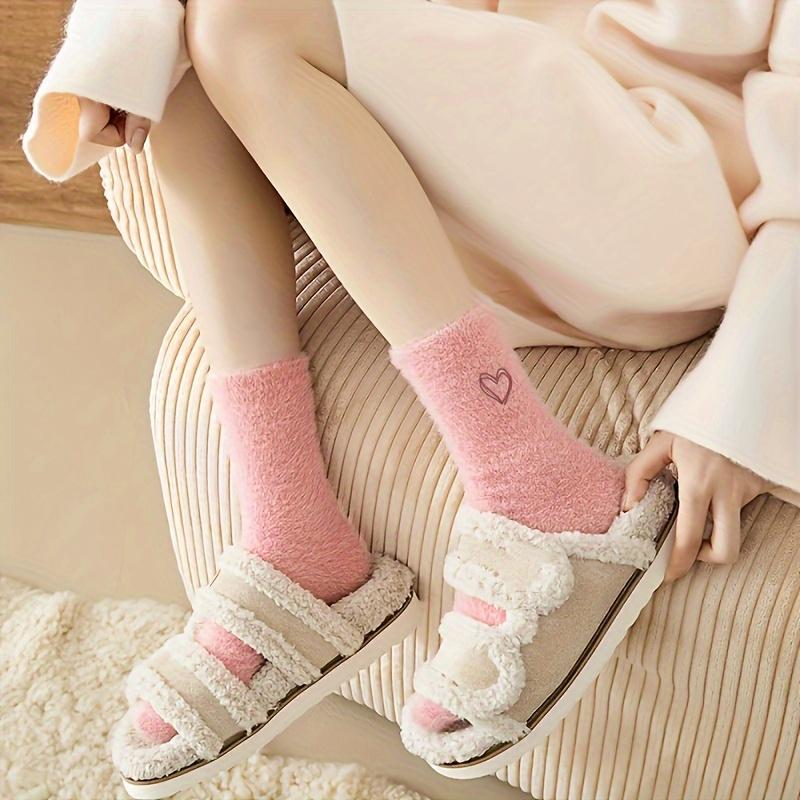 Cozy Heart-Embroidered Socks - Soft, Fluffy, Mid-Calf Length, Perfect for Women, Autumn & Winter, Autumn Winter Socks
