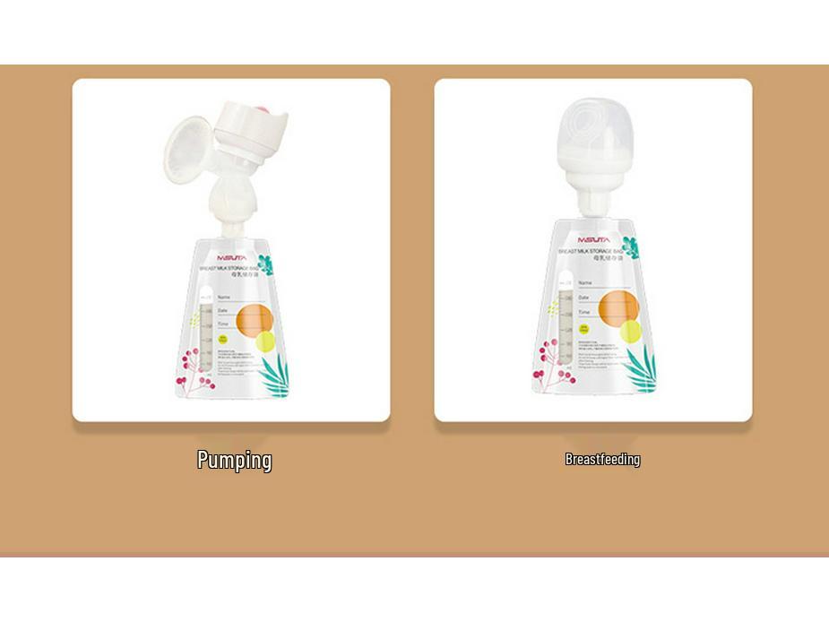 Misuota Stand-Up Double-Seal Breast Milk Storage Bags with Direct Pump Connection