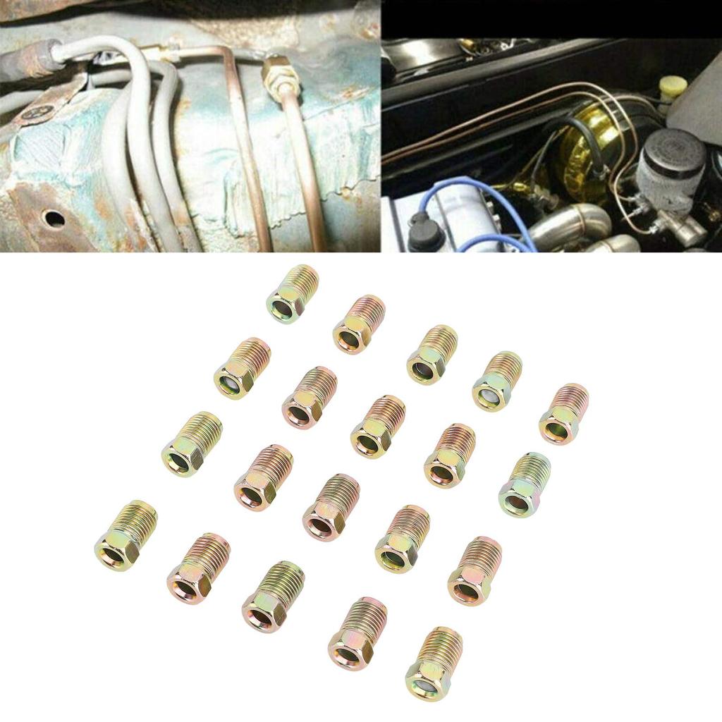 20 Pcs Brake Line Nut Fittings M10 X 1mm Metric Brake Line Invert Flare Fitting for 3/16" Brake Line Tubing