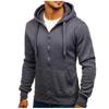 Men S Solid Color Zip Up Hooded Long Sleeve Cardigan Sweatshirt