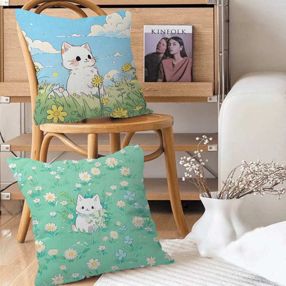 Lucky Cute Cat Pillow Cover Sofa Cushion Cover Home Room Decoration Children Gift