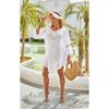 Women White Loose Crochet Flower Hollow Tassel Beach Cover Up Bikini Outerwear
