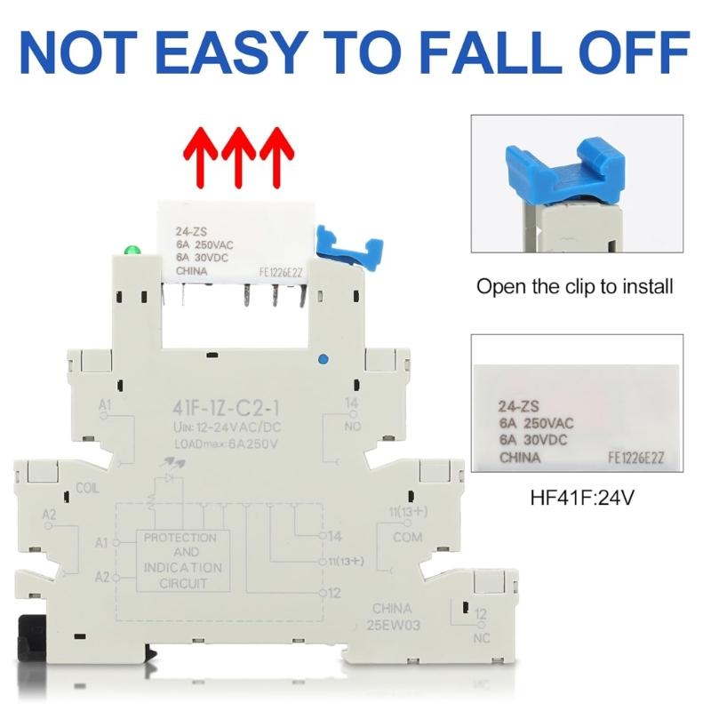 Relays Set SPDT Switching 24 Volts Double Power Including Mounting Accessories For Controls System Space Saving