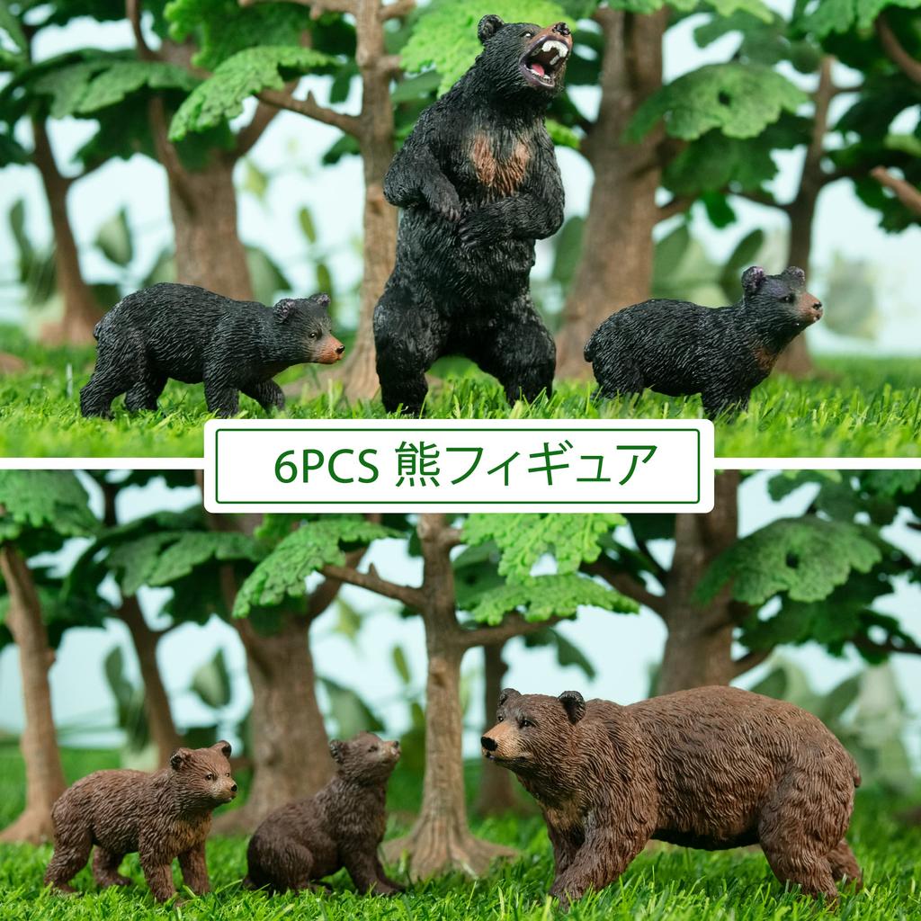 TOYMANY Animal Figurines - Bear Figurines (6-pack) - Bear Family - Forest Animal Set - Realistic Animal Models - Brown Bear, Black Bear - Popular Anim