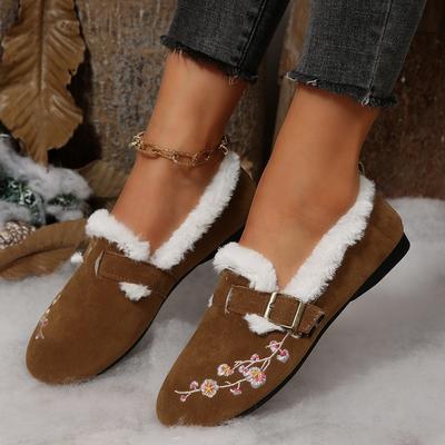 Nouvelles Chaussures Basses en Polaire et Coton pour Femmes, Chaussures Simples Chaudes en Polaire
