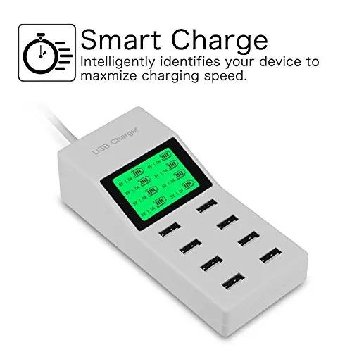 

LCD 46W 100-240V 9.2A LCD Universal 8 USB Port AC Power Adapter Socket Smart Wall Charger For Mobile Phone Tablet US EU UK Plug US білий